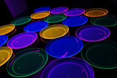 9 inch Neon Assorted UV Blacklight Reactive Glow Party Plates- 20 Count